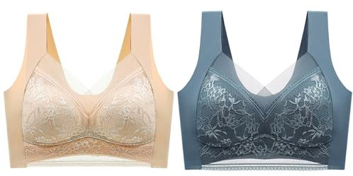 WILLBEST Balconette & Halbschalen stillhütchen l Buchstabenmuster Schalen BH mit bügel Maternity Clothing BH Damen mit bügel Push up 3er Pack V Ausschnitt große brüste starker Halt Running