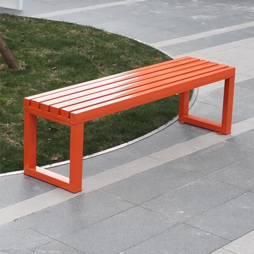 Gartenbank Holz Wetterfest Gartenbank Metall Modern Parkbank Bank Gartenmöbel für Balkon Terrasse Garten Ohne Rückenlehne Oder Armlehnen (Color : Orange, Size : 120cm)