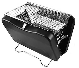Rtauhife Tisch-Grill-Koffer, Grill, Holzkohle-Herd, Robustes Outdoor-Camping-Picknick-Kochgeschirr für Terrasse und Hinterhof, Klein