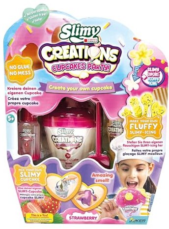 SLIMY Creations Cupcakes Party - Original Slime Kreativ-Set mit Knetformen, verschiedenen Spielmassen und Streusel zum Dekorieren, elastische Spielknete, Back Spielzeug Kinder