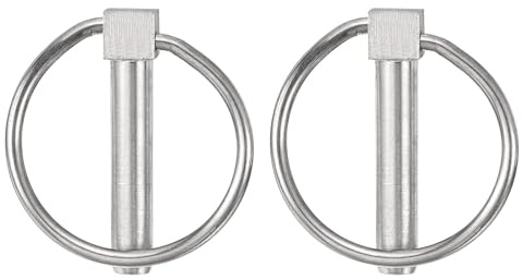 sourcing map 2Pcs 0.39 x 1.97 Tractor Pins 304 Stainless Steel Linch Pin Assortment Kit with Ring for Trailers, Farm Tractors, Trucks, Lawn Mowers, Silver