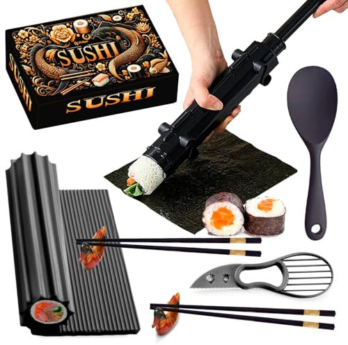 Pukpu Kit para Hacer Sushi Completo en Casa – Sushi Maker con Utensilios, Máquina para Sushi, Moldes, Sushi Roller y Set para Principiantes – Ideal como Regalo o Pack Profesional de Sushi Making
