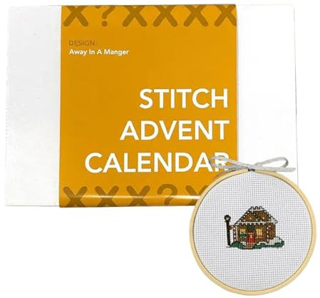 Lueear Stickerei Adventskalender 24 Tage Countdown Adventskalender Handstickerei Weihnachtsschmuck für Innendekoration