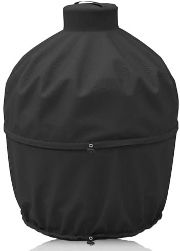 Grill Cover for Kamado Joe Big Joe 24 Inch Ceramic Charcoal Grill, Outdoor Waterproof Heavy Duty Adjustable Black Grill Cover for Extra Large Big Green Egg and Other Round Smokers, 37.8 Dia x 55.1 H