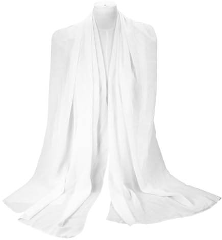 Weiß Stola für Abendkleid Damen Lang Ballkleid, Chiffontücher Sommerschal Tuch Tücher Seidenschal Damen Bolero für Abendkleider Elegant Christliches Kopftuch für Hochzeit Braut Party Schultertuch