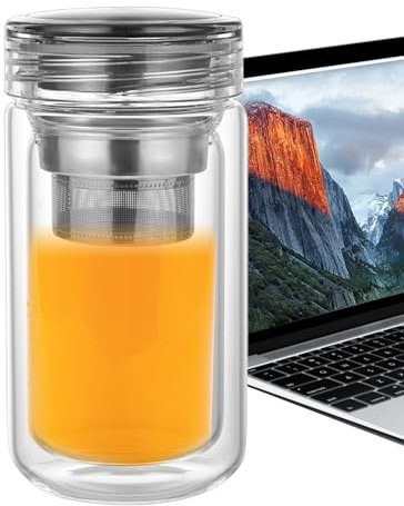 Générique Mug À Thé Avec Infuseur Intégré | Tasse Isotherme Résistante à la Chaleur avec Couvercle,Mug Transparent Résistant à la Chaleur Grande Capacité pour Café Maison et Voyage