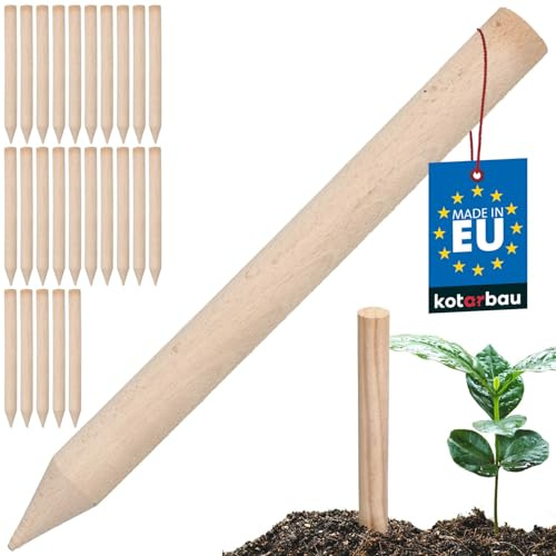 KOTARBAU® 25 uds Tutores para Plantas - Palos de Madera - 30 cm - Madera de Haya - Natural - Estacas para Jardín - Redondas - Tutores para Tomates - Estacas para Huerto