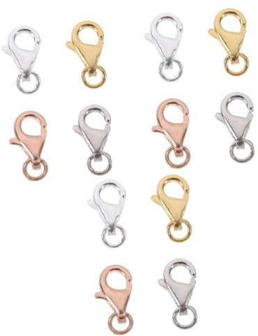 Housoutil 12 Juegos Pulsera Con Cierre De Langosta Cierres De Pinza De Langosta De Plata Acortar Llave Garra Cierres De Pinza De Langosta Para Joyería Forma Curvo Broches Clip De Langosta