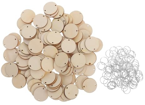 AKOOSY 100pcs Calendar Wood Chips Calendar Circles Discs Birthday Board Tags Tag DIY Decorating Hole Token Hanging Reminder Labels Round Birthday Tracker Board
