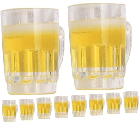 Toddmomy 10pièces Chopes à Bière Miniatures pour Maison De Poupée Mini-chopes Décoratives Modèles De Gobelets à Bière pour Accessoires Photo