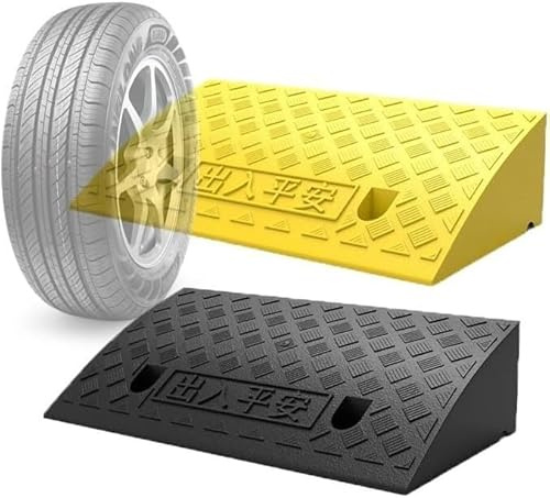 Rampa per cordoli di vialetti Rampa di accesso in plastica antiscivolo for marciapiede, rampa di passaggio for sedia a rotelle, pedana for rampa a gradini(Yellow,50 * 27 * 10cm/20 * 11 * 4in)