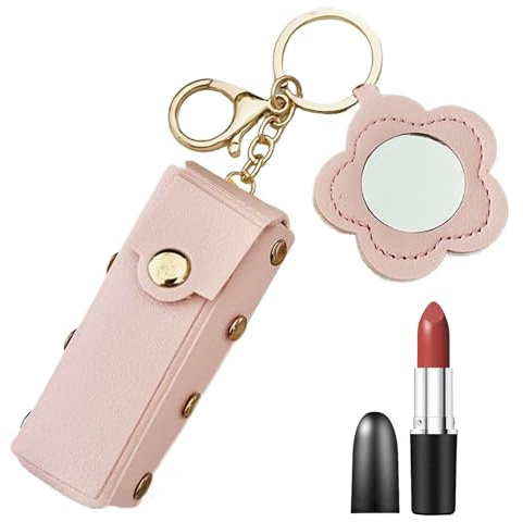 Porta Rossetto Con Specchietto Porta Burrocacao In Pelle PU | Portatrucchi Cosmetico Per Donne