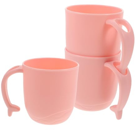 NOLITOY Vaso de Enjuague Bucal Redondo Rosa PP 3 Piezas 301-400 Ml