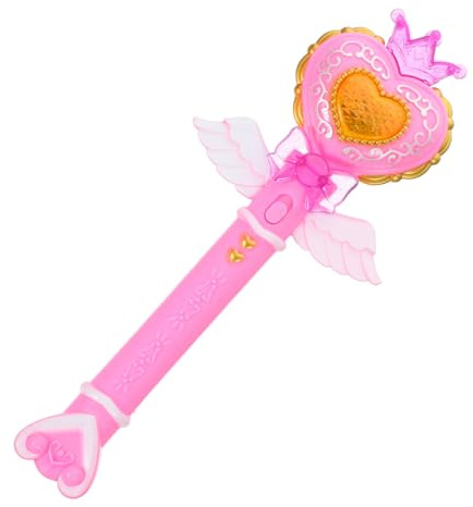 HOMOBABE Varita Mágica Luz Rosa de Plástico, 2 Piezas para Niñas | Forma de Corazón Mini, Agarre Cómodo, para Fiestas de Baile y Cumpleaños