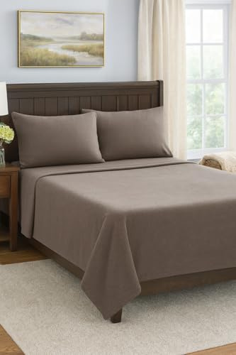 Corredocasa Completo Letto Lenzuola in Pile Tinta Unita, Made in Italy – Set Morbido e Caldo per l’Inverno con Federe Incluse - Alta qualità e Comfort, Facile da Lavare (Tortora, Una Piazza e Mezzo)