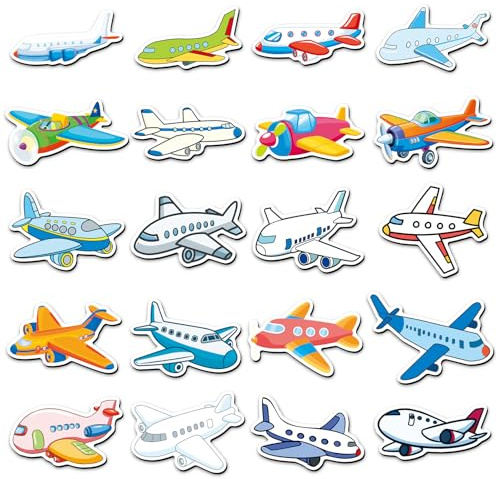 Cute Airplane Refrigerator Magnet 20 Pcs Funny Cartoon Transportation Plane Soft Magnetic Fridge Magnets for Whiteboard Boys Girls Kitchen Office Classroom Home Locker School Decoration