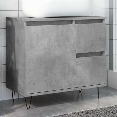 Mobile Base Lavabo in Legno con Gambe in Ferro, Mobiletto Sotto Lavabo Bagno Salvaspazio con Vano e Ampio Spazio di Archiviazione, Design Industriale per Bagno e Toilette,Mobili Bagno, 65x33x60 cm