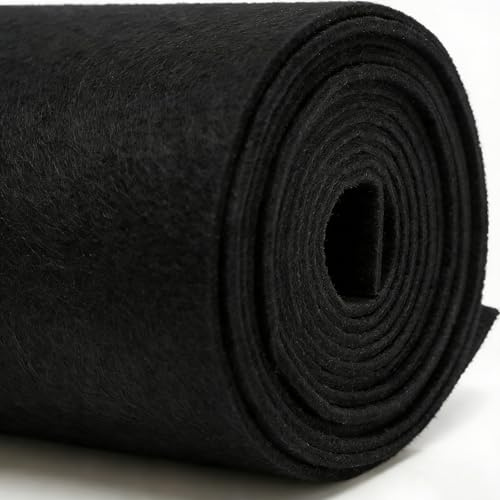 LUPATDY Tela de Fieltro Negro 40cm x 250cm, Rollo de Fieltro por Metros, 2mm de grosor, Tela de Fieltró Color Liso para Patchwork, Costura, Manualidades, Decoración