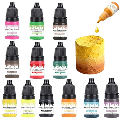 TENGWA Colori per Gesso 12 Colori Concentrato 5 ml Colorante a Base Acqua Coloranti per Candele per Intonaco Cementizio Pittura Pelle Artigianato Modellismo e Progetti Creativi Fai da Te