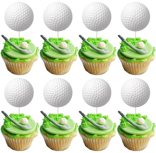 SYKYCTCY 40 Pack Golf Cupcake Toppers Wafer Paper Sports Ball Cupcake Picks Golf Birthday Cake Decorations for Sports Theme Baby Shower Kids Boys Girls Player Birthday Party Supplies