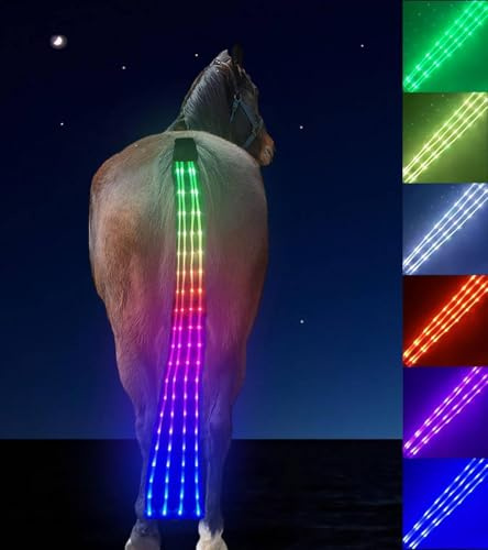 Pferdeschwanz LED Lichtleiste, 100 cm Sehr helle LED Pferdeschwanzleuchten für den Pferdesport, Wiederaufladbar Pferdeausrüstung Reitzubehör Pferdeschwanz Leuchtartikel Pferd für Pferdeshows