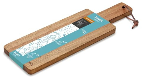 Kuppels NICE Tabla de cortar de madera de acacia Slim Mini, 37,5 x 11 cm, tabla de madera para cocina con asa, tabla para servir queso, fruta y aperitivos, robusta y fácil de limpiar