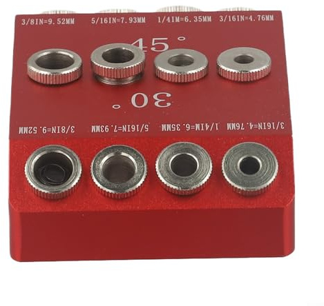 ComfyHarbor Multifunctional Drill Guide Jig For 30° 45° 90° Angles With 4 Size Holes, For Cable Railings, Stair And Deck Posts Lag Screw Drilling(Red)