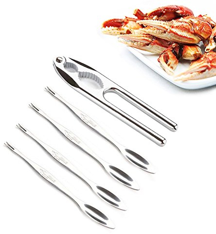 Miusikit Stainless Steel Seafood Tool Kit - Seafood, Nuts, Shellfish, Lobster and Crab Cracker Tool Set（5-Piece）