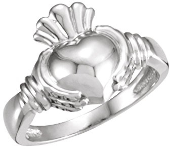 JewelryWeb Damen-Ring Claddagh Sterling-Silber 925 poliert Größe M 1/2