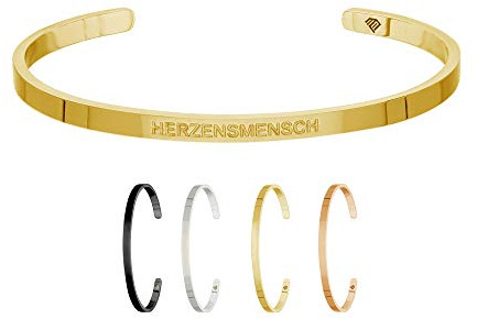 Max Palmer | Armband/Armreif mit Spruch - Gravur HERZENSMENSCH | Silber, Schwarz, Gold oder Roségold | Damen, Herren, Kinder | Charm/Bracelet | Bangle