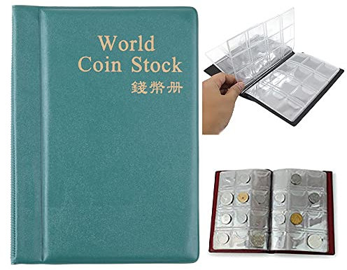 ÁLbum De Colección De Monedas, Libro De Colección De 120 Monedas 15x11cm, Artículos De Colección De Monedas, Álbum De Bolsillo, Cubiertas Numismáticas Para Monedas, Medallones, Insignias (Verde)