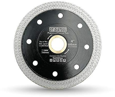 DT-DIATOOL Diamond Disc 4 Inch / 105mm Cutting Disc with X Mesh Turbo for Porcelain Tile Marble Ceramic Granite