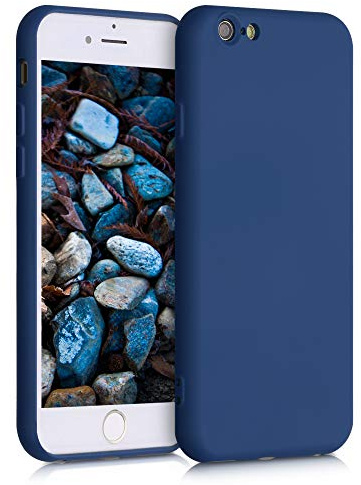 kwmobile Hülle kompatibel mit Apple iPhone 6 / 6S Hülle - gummierte TPU Silikon Handyhülle - Schutzhülle für kabelloses Laden - Case in Dunkelblau