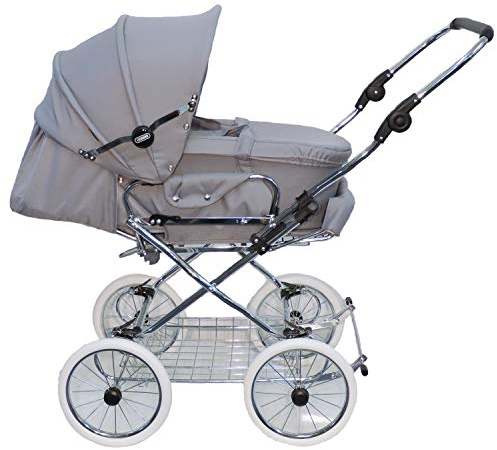 EICHHORN Kinderwagen Passeggino combinato con telaio in pelle, trasformabile in passeggino sportivo, regolabile in altezza e borsa per il trasporto (LuxVariante), tessuto grigio
