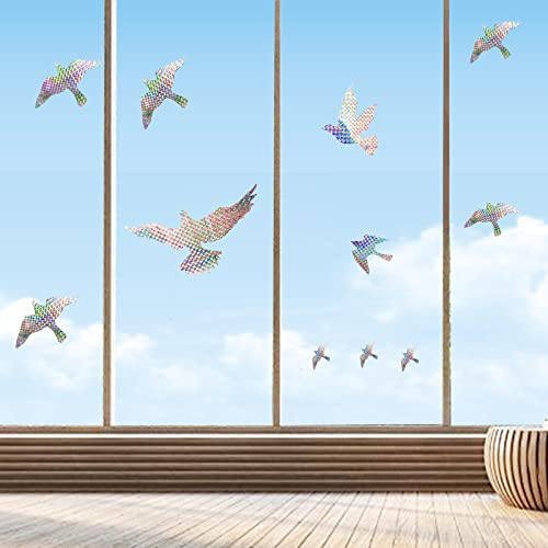Anti-Kollisions-Fenster-Vogelaufkleber, reflektierende Fensteraufkleber für Vogelschläge, Vögel retten und Glastürschutz, 12 Stück