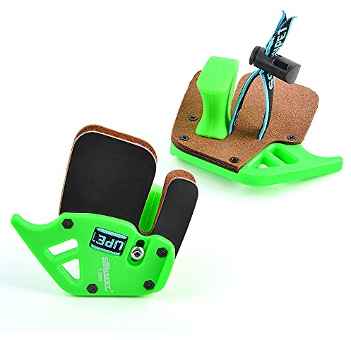 SHARROW Bogenschießen Fingertab aus Leder Fingerschutz Einstellbare Handschuhe Finger Tab für Recurvebogen RH (Grün, S)