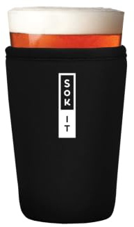 Sok It PintGlassSok Beer Glass Sleeve Insulated Neoprene Cover (Black, Pint Glass Sleeve)
