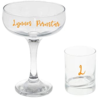 Personalised Pornstar Martini Cocktail Shaker & Glass Kit | Passionfruit Martini Gift Set | (Glass Set Only)