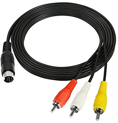 RIIEYOCA Câble composite DIN 9 broches vers RCA audio vidéo - Prise mâle 9 broches vers 3 RCA mâles - Câble de connexion AV stéréo - Pour équipement vidéo et audio - 1,8 m
