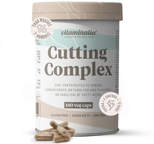 Vitaminalia Complejo Estimulante Cutting Complex | 180 Cápsulas Vegetales | 200mg Cafeína, Té Verde, Extracto Naranja Amarga | Mujeres, Hombres, Deportistas, Veganos | No-GMO, Vegano, Sin Gluten