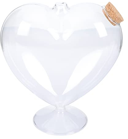 cabilock Glass Jar Bottle with Cork Heart Shaped Wishing Bottle Plants Showing Desktop Hydroponic Plant Vase for Home Wedding Party Valentine's Day Decoration