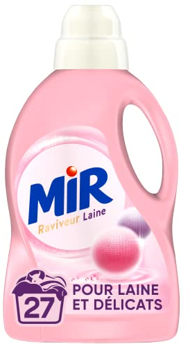 Mir - Raviveur Laine - Pour Laine et Délicats - Toucher Cachemire - Anti-bouloche - Préserve la tenue - 90% d'ingrédients d'origine naturelle - 50% de plastique recyclé - 27 lavages, 1.49 l (Lot de 1)