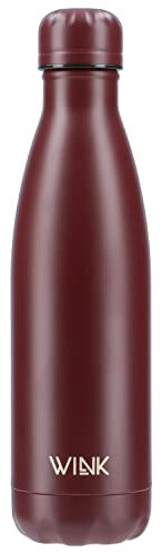 WINK Thermoflasche 500ml aus Edelstahl – Auslaufsicher und BPA-frei – Isolierflasche für heiße und kalte Getränke – Trinkflasche To Go mit Baumwolltasche – Stilvoll & Wiederverwendbar – Burgund