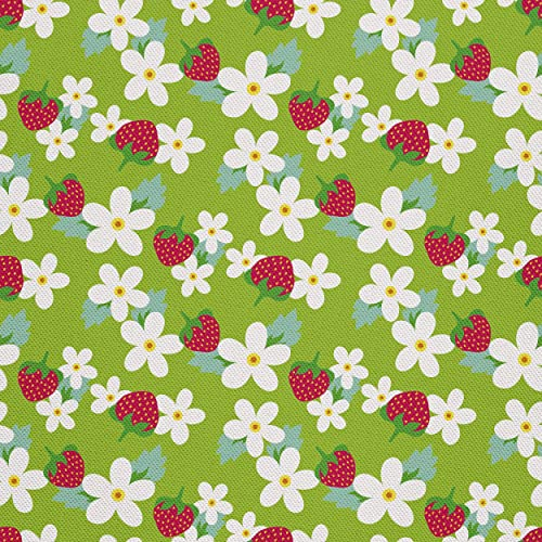 HEKO PANELS Stoff Oxford Wasserdichte Meterware Canvas-Stoff Polyester Stoff Zum Nähen Nähstoffe Möbelstoffe Dekostoffe Handwerken Wasserabweisend Blickdicht Erdbeeren Blumen 3 Meter 155 x 300 cm