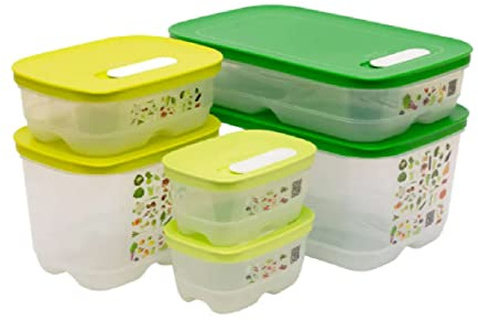 Tupperware FridgeSmart 6pc Set - Extra Small (375ml), Small (800ml, 1.8L), Medium (1.8L, 4.4L) - Kitchen Organisation Starter Kit