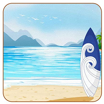6 Stück langlebige und rutschfeste Leder-Untersetzer für Tisch, Schreibtisch, Strand, Surfbrett
