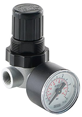 Mini Druckregler Druckminderer Druckluftminderer 340 l/min Regler; mit Manometer (G 1/4, Druckregelbereich: 0,1-3,5 bar)