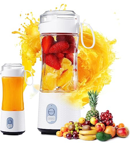 380ml Mixeur portable pour Smoothies et Shakes - Mini Blender avec 6 lames et port USB rechargeable - Mixeur de fruits portable pour la cuisine et l'extérieur