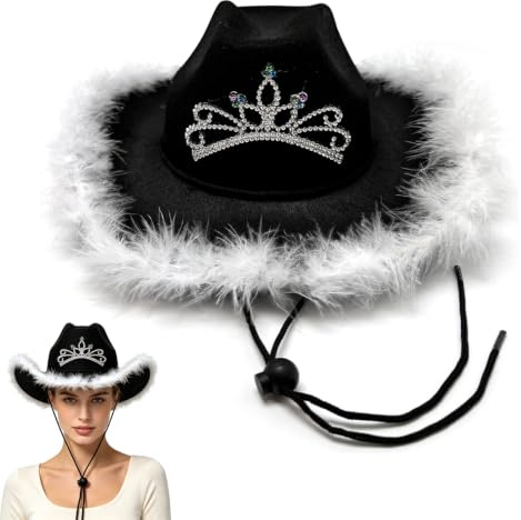 ZOOMPIL Rosa Cowgirlhut, Verstellbarer Filz-Cowboyhut für Damen - Sicherer Sitz, für Junggesellenabschied in Nashville, Cowgirl Kostüme und Country Konzerte