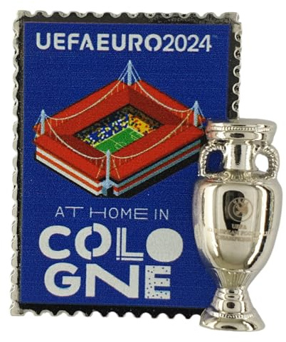 UEFA AMBALLCOM | Miniaturnachbildung Euro 2024 Cups | Anhänger der Gastgeberstadt | 23x31mm | Papierkarte | Geschenk für Fußballfans (Cologne)